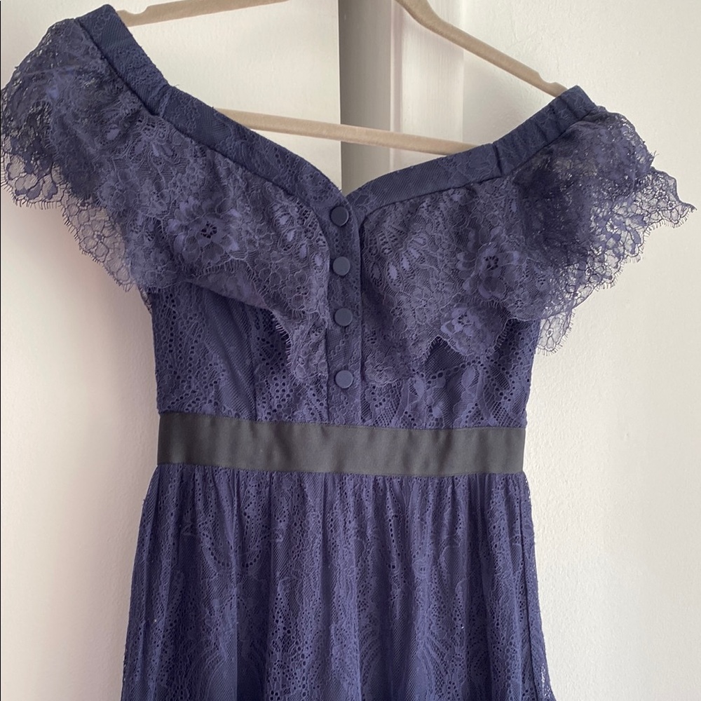 Self-Portrait Navy Strapless Lace Dress - Picture 5 of 10